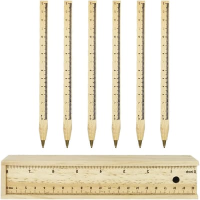 Set van 6 Houten Balpennen met Houten Etui - Duurzaam Schrijfgerei voor Kantoor, School en Cadeaus