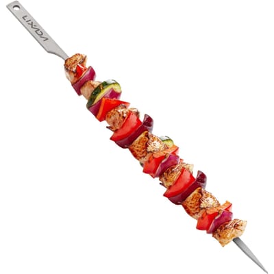 5 stuks 10 inch platte Ti barbecuespiesen buiten picknick BBQ grillen spiesjes BBQ-stokjes grijs