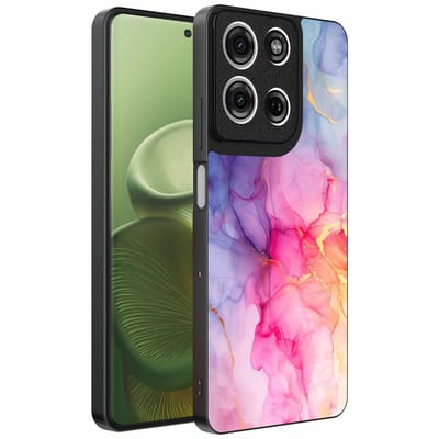 Geschikt voor Motorola Edge 60 Telefoonhoesje met marmeropdruk - TPU backcover case marble design - Regenboog - Smartphonica geschikt voor Motorola Edge 60