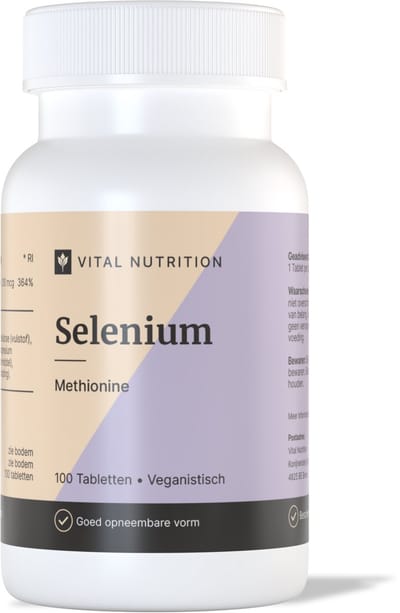 Vital Nutrition Selenium Methionine - Seleen - Best opneembare vorm - L-selenomethionine - 100% plantaardig - 100 tabletten