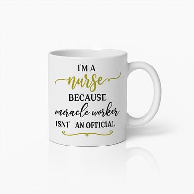 Grappige Verpleegkundige Mok – “Ik ben een Verpleegkundige Omdat Wonderwerker Geen Officiële Titel Is” – Cadeau voor Verpleegkundigen, Koffiebeker 330 ml