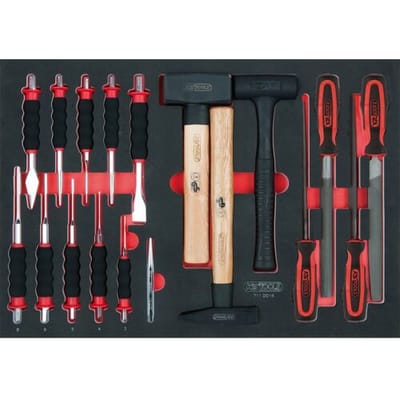 KS Tools 18-delige gereedschapsset: vijlen,beitels & hamers