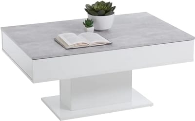 Salontafel - Bijzettafel - Woonkamer Inrichten - Krasbestendige Coating - 100 x 65 cm - Wit Betonlook