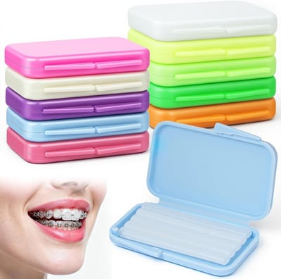 Orthodontische was voor beugels - 10 dozen met 50 wasstrips en snijgereedschap, beschermende was met fruitgeuren voor pijnverlichting en comfort