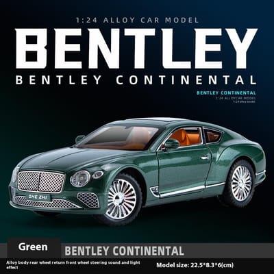 1:24 Bentley Continental Gt Legering Auto Diecast Metaal Model Geluid & Licht Speelgoed Verzamelen Display Ornament Cadeau Voor Jongens Fijne Decoratie gray