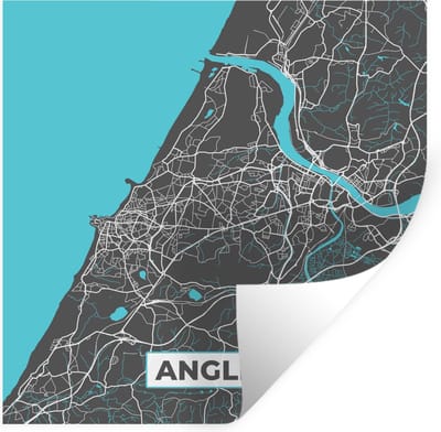 Muurstickers - Sticker Folie - Anglet - Frankrijk - Kaart - Stadskaart - Plattegrond - 100x100 cm - Plakfolie - Muurstickers Kinderkamer - Zelfklevend Behang XXL - Zelfklevend behangpapier - Stickerfolie