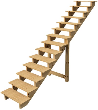 BERLIN Houten Buitentrap - 14 Open Treden 241 cm Hoog - 80 cm Breed