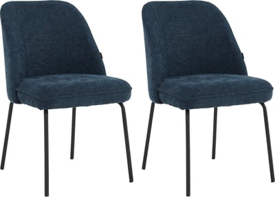 Colenis® - Julia Eetkamerstoel - Set Van 2 - Blauw - Linnen Stof - Industrieel - Design