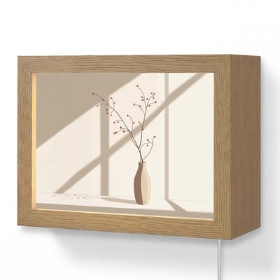 Wandlamp 20x15 cm - Oplaadbaar - Vaas - Takken - Bessen - Minimalistisch - Wandlampen binnen woonkamer - Slaapkamer lamp met kabel - Decoratieve nachtlamp - Vloerlamp snoer