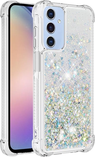 Coverup Hoesje - Geschikt voor Samsung Galaxy A15 Hoesje - Coverup Liquid Glitter Back Cover - Zilver