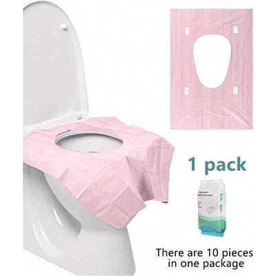 10 stuks Wegwerp Toiletbrilhoezen, Waterdicht & Draagbaar, Extra Lengte Papieren Toiletmat voor Hotel, Openbare Plaatsen, Reizen, Vrije Tijd Club 40*60