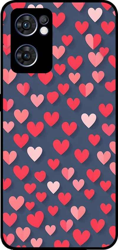 Smartphonica Telefoonhoesje Geschikt voor Oppo Find X5 Lite met Roze en Rode Hartjes Opdruk - TPU Backcover Case With Rosé and Red Heart Design geschikt voor Oppo Find X5 Lite