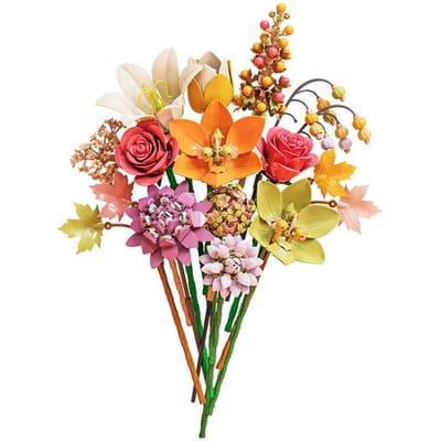 Kunstbloem Boeket Bouwpakket Bloemen Bouwstenen Met Rozen Lelies Herfst Botanische Stenen Voor Decoratie Cadeaus