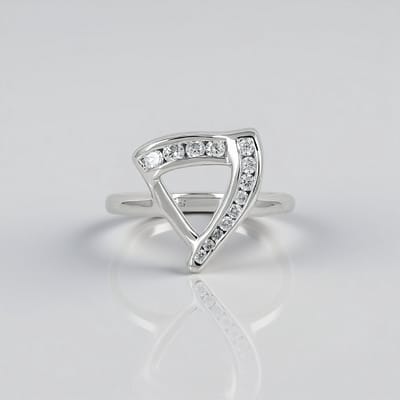 Cavill - Geometrische Zilveren Ring - 925 Sterling Zilver Platina Geplateerd - Cambodjaanse Zirkonen 0,418 ct - Elegante Damesring