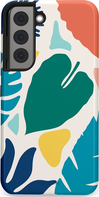 Casetastic Hoesje Geschikt voor Samsung S22 - Stijlvolle Beschermende Duo-layer Case - Moderne Kunstbladeren