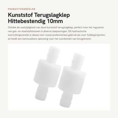 Dailygoods- Terugslagklep 10mm - Hittebestendig - Hydraulisch Eenrichtingsventiel - 2 Stuks - Temperatuurbestendigheid 100°C - Goede stabiliteit en duurzaamheid