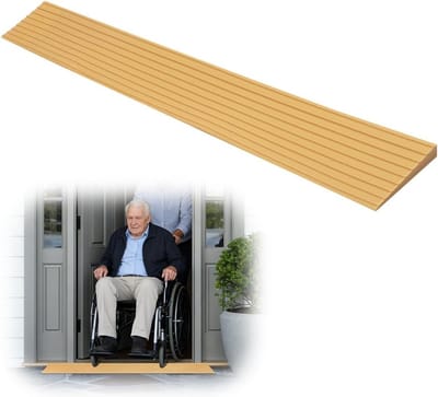 Drijfdrempelhelling voor robotstofzuiger, kinderwagen en rollator met antislip oppervlak (lichtgeel, 90 x 6 x 3 cm)