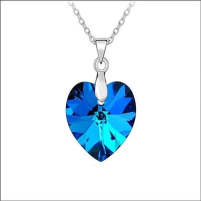 Aramat Jewels | Halskettingen | Luxe Zilveren Dames Halskettingen met hanger | Hart/Kristal/Blauw/12mm | |1,5mm | Zilver | Volwassenen | Verkleurd niet