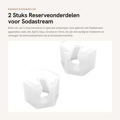 Dailygoods - 2 Stuks Reserveonderdelen voor Sodastream, Wartelmoer (Wit)
