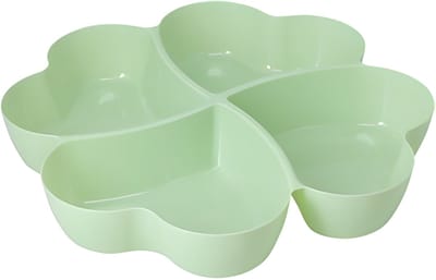 Excellent Houseware Snackschaal / serveerschaal - met vakverdeling - groen - kunststof - D32 cm - Serveerschalen