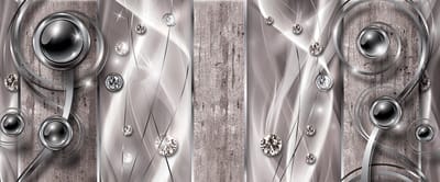 Silver Grey Black Abstract Modern Art Photo Wallcovering