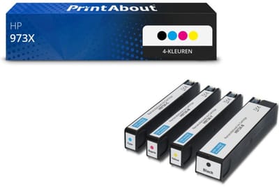 PrintAbout huismerk Inktcartridge 973X (L0S07AE) 4-kleuren Multipack Hoge capaciteit Geschikt voor HP