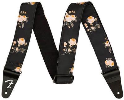 Fender Floral Strap Black, 2 - Gitaarband - zwart