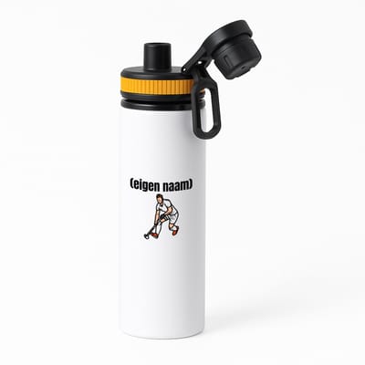 Hacebo® - hockey man met eigen naam waterfles met draaidop oranje - Hockey - atleten - iemand die houdt van hockey - verjaardag - cadeau - kado - water fles - 850ML