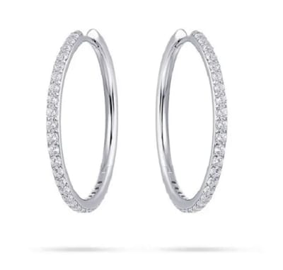 925 Zilveren Klapoorbellen belegd met Zirkonia | 30 mm. | Luxe en Stijlvolle oorbellen | Jonline