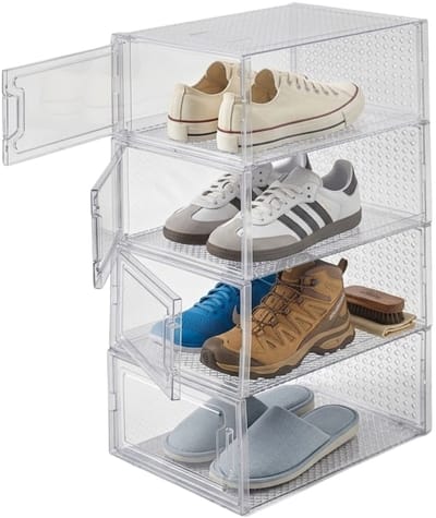 Kipit Schoenenrek / kast - wit - 4 niveaus - 33 x 23 x 14 cm - opbergrek - schoenenkast -stapelbaar - organizer