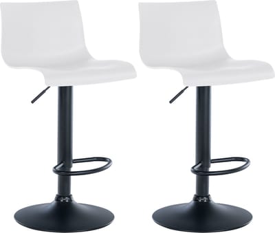 CLP Branford Set van 2 barkrukken - Met rugleuning - Met voetsteun - Metalen frame - zwart/wit