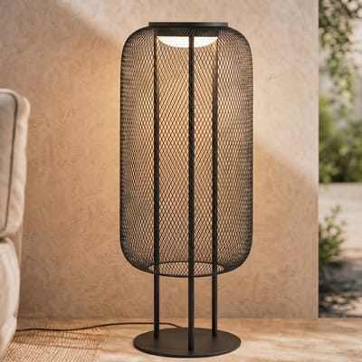 Lucande LED buiten vloerlamp Korvyn, zwart, 80 cm, IP44