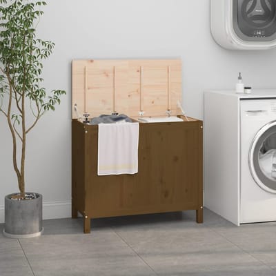 vidaXL - Wasmand - 88,5x44x76 - cm - massief - grenenhout - honingbruin