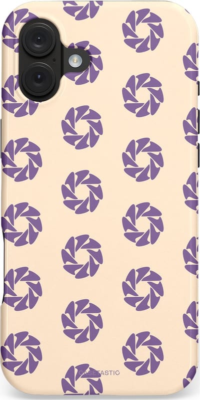 Casetastic hoesje geschikt voor Apple iPhone 16 Plus - MagSafe - Dubbellaagse bescherming - Paarse Cirkels op het Zand - Fashion Case - Crème Lavendel Zilver