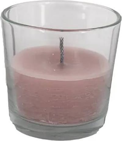 Cactula leuke buitenkaars in glas | oud roze | 16 x 15 cm | met extra dikke brandlont - M