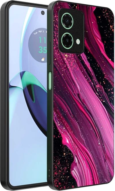 Geschikt voor Motorola Moto G84 Telefoonhoesje met marmer opdruk - TPU backcover case marble design - Paars Roze - Smartphonica geschikt voor Motorola Moto G84