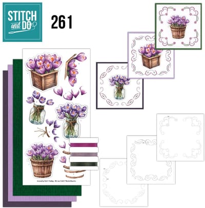 Set van 3 stitch and do pakketjes nr. 256,258 en 261 bloemen