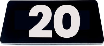 Nummerplaatje 20 - 80 x 50 x 1,6 mm - Zwart/wit - incl. 3M-tape | Nummerbordje - Deur en kamernummer - brievenbusnummers - Gratis verzending - 5 jaar garantie