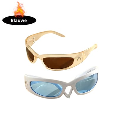 Livano - Festival Bril - Rave - Space - Techno - Freaky Glasses - Heren - Dames - Zonnebril - Transparant + Wit