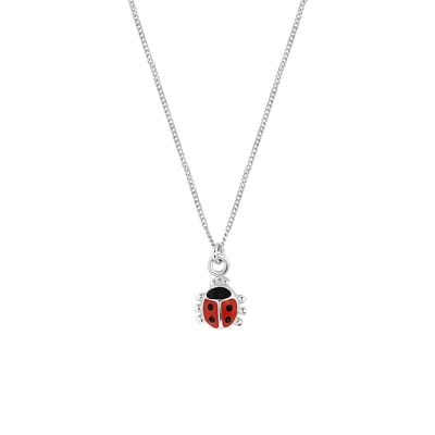 Lucardi Kinder Zilveren kinderketting met lieveheersbeestje - Ketting - 925 Zilver - Zilverkleurig - 38 cm