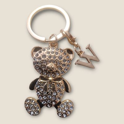 Sleutelhanger Beertje met Letter W - Gepersonaliseerd - Persoonlijk cadeau - Verjaardagscadeau - Kraamcadeau - Persoonlijk geschenk - Tashanger - Sleutelhanger