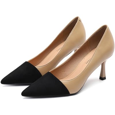 Hoge Hakken Zomer Nieuwe Koreaanse Stijl Kleurblok Stiletto Hak Pumps Dames Commuter Ondiep Mond Puntige Dames Schoenen 38 beige