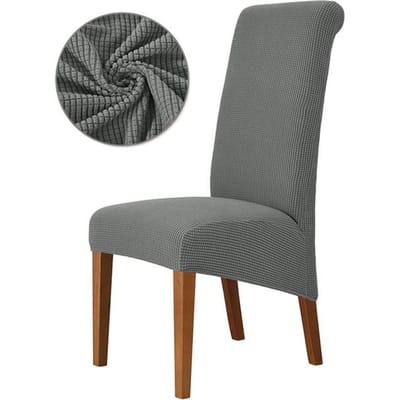 1/2/4/6 stuks XL-maat stoelhoes met lange rugleuning, grote maat Europese stijl, hoge rugleuning, stoelhoes voor eetkamer 1 Piece grijs