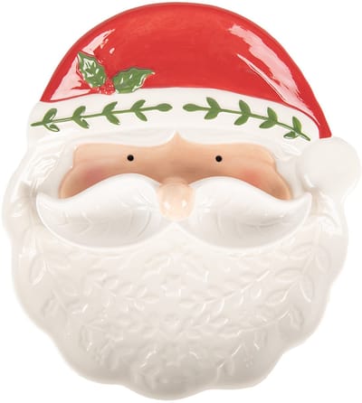 Clayre & Eef Decoratie schaal Kerstman 29x26x5 cm Wit Keramiek
