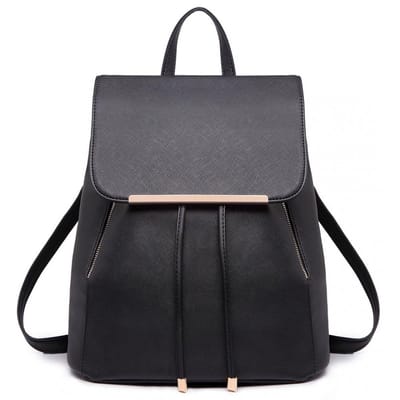 Miss LuLu Rugzak - Dames Rugtas - Kwalitatieve Kunstleren Rug Tas - 15 Liter - Zwart (E1669 BK)