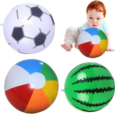 Strandballen Set - Opblaasbare Ballen - Zomer Plezier - Drie Verschillende Designs - 30 cm Doorsnede - Multicolor