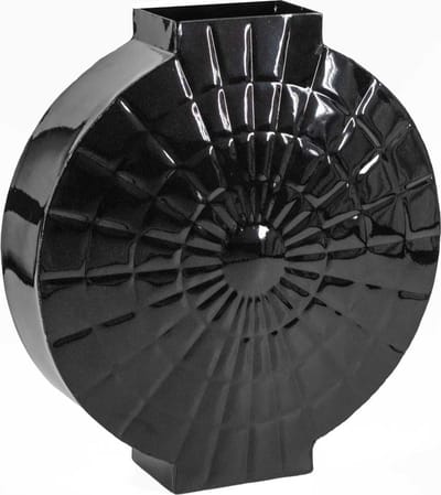 HomeBound by KY | Vaas rond zwart | 35,5x8,5x38,5cm | metalen bloemenvaas zwart rond
