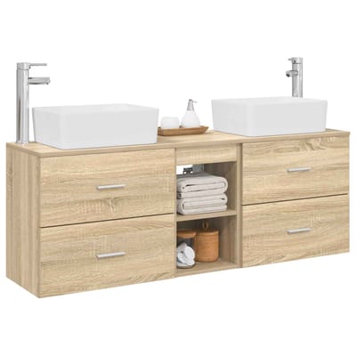 vidaXL - Badkamerkast - set - 3 - st - Sonoma - Eiken - 136 - x - 35 - x - 80 - cm