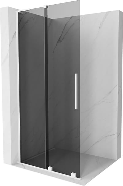 Mexen Velar L uitklapbare douchewand Walk-in 90 x 200 , grafiet 8 mm, wit - 871-090-003-43-20