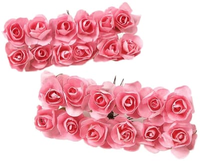 Dailygoods- Kunstrozen Klein Decoratief Boeket - 12 Stuks - Papieren Bloemen - Mini-Rozen - DIY Feestdecoratie - Afmeting 8 cm